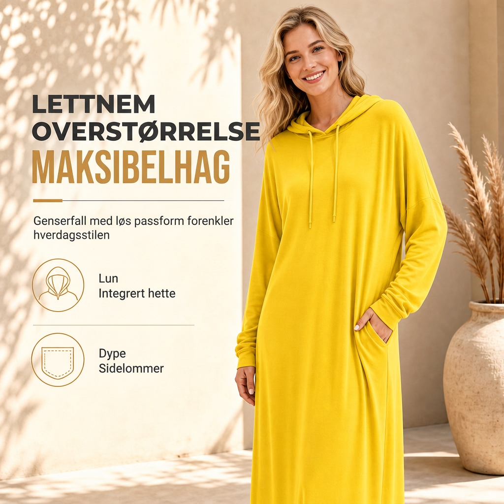Kvinners ensfarget, uformell hettekjole