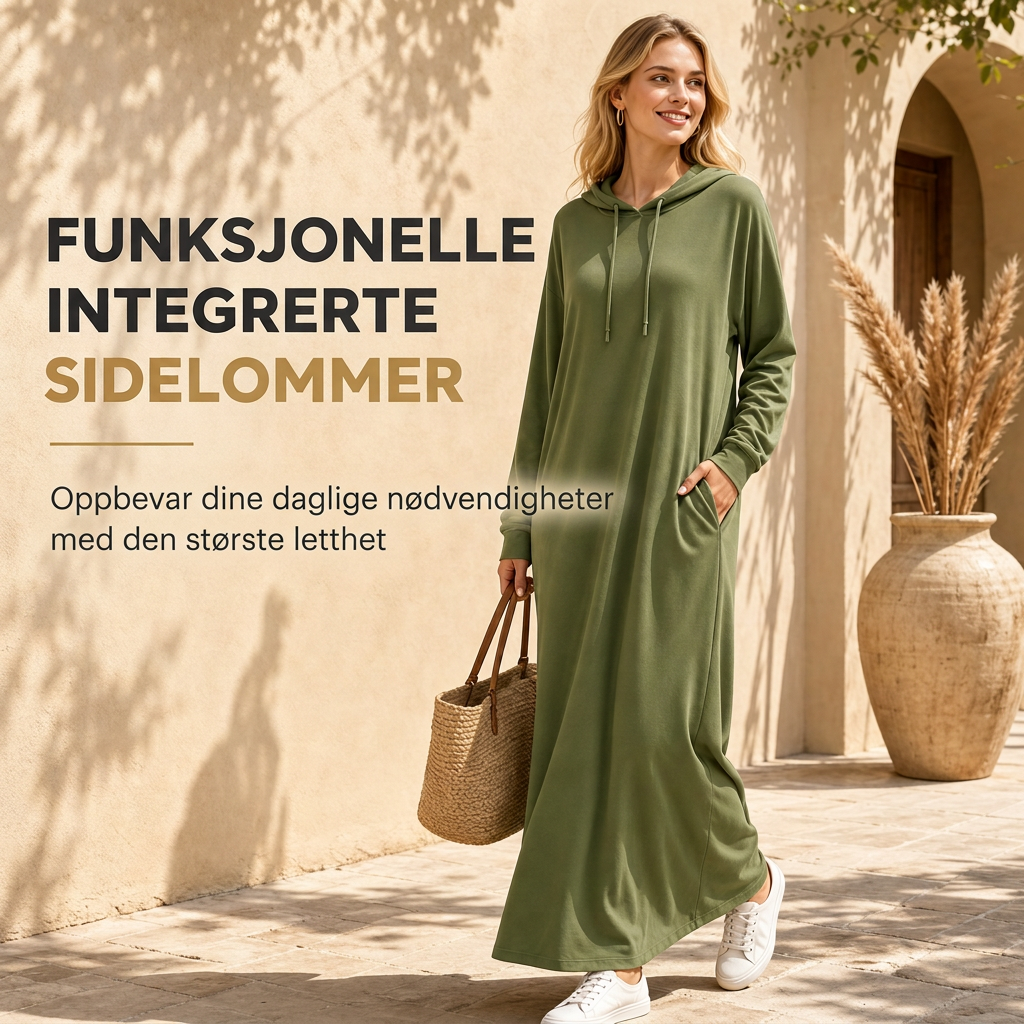 Kvinners ensfarget, uformell hettekjole