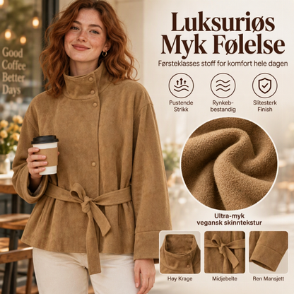 Elegant jakke med stående krage og belte for damer
