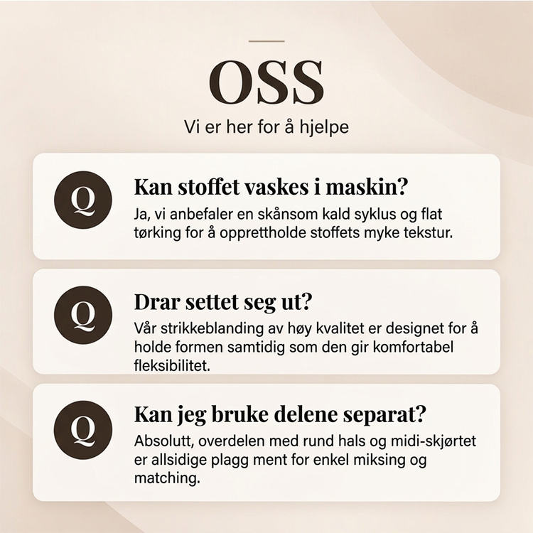 Sett med strikket crewneck-topp og midikjole for kvinner