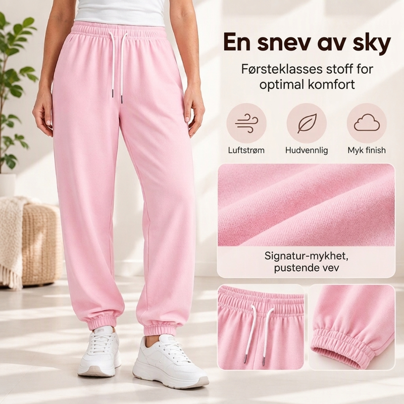 Avslappede joggebukser i atletisk stil for kvinner med snørelukking