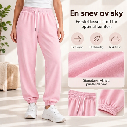 Avslappede joggebukser i atletisk stil for kvinner med snørelukking