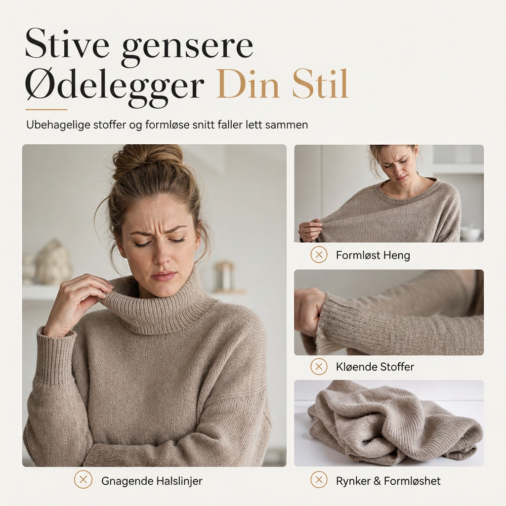Løs passform, skråhalset, drapert genser med fallede skuldre og lange ermer