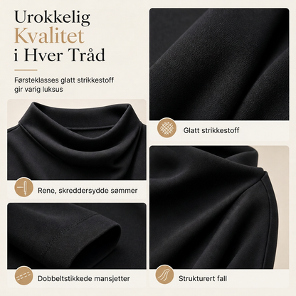 Løs passform, skråhalset, drapert genser med fallede skuldre og lange ermer