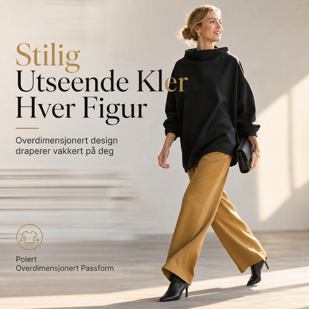Løs passform, skråhalset, drapert genser med fallede skuldre og lange ermer