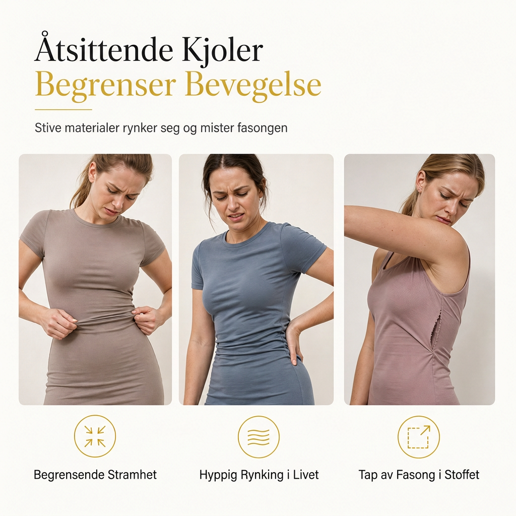 Elegant langermet kjole med rund utringning og figureggende passform