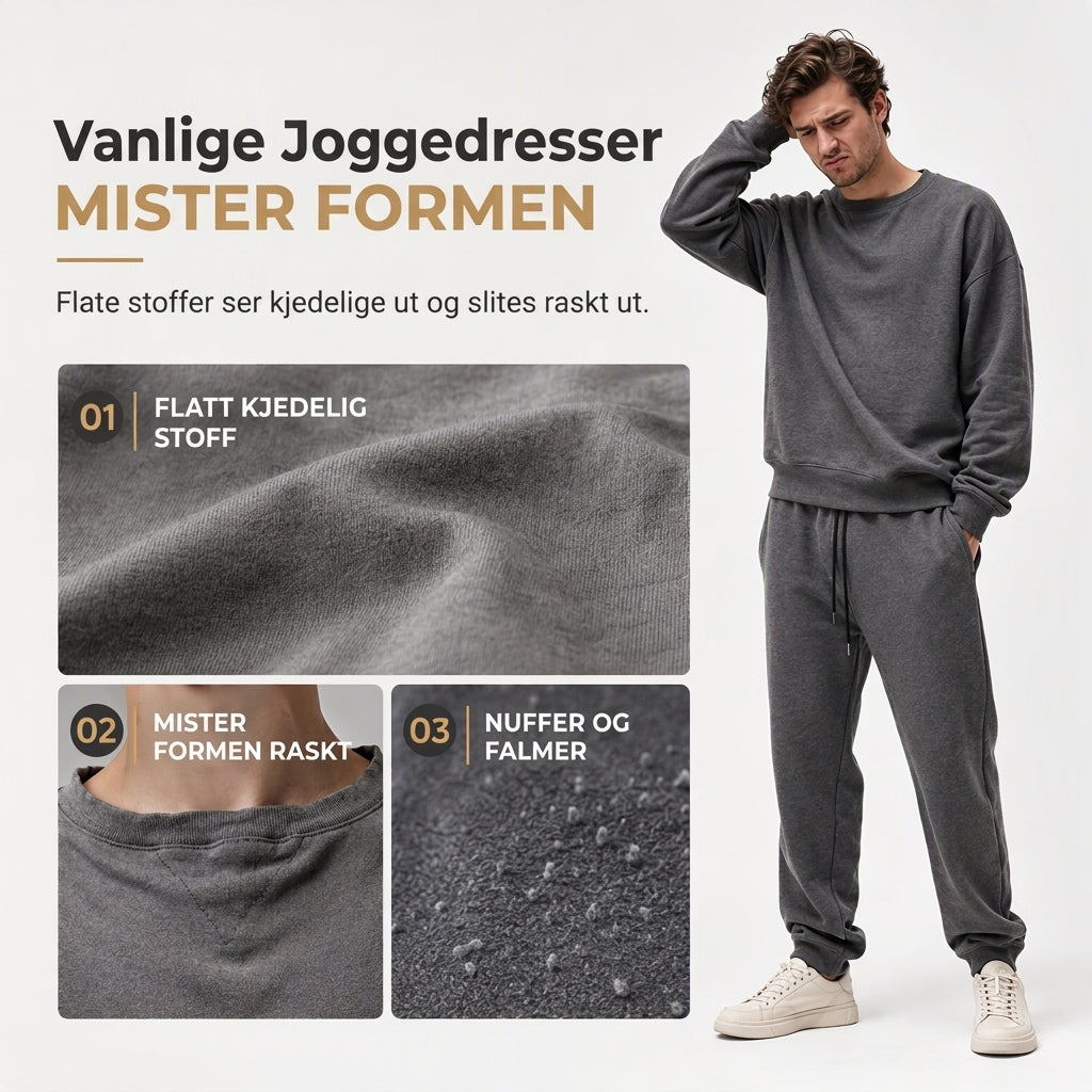 Herresett i jacquard, 2 deler – Genser med hette og bukse for høst/vinter, Avslappende treningsdress