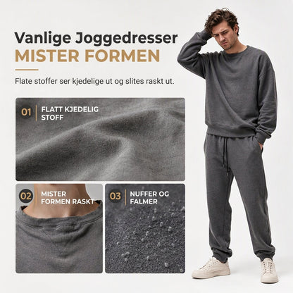 Herresett i jacquard, 2 deler – Genser med hette og bukse for høst/vinter, Avslappende treningsdress