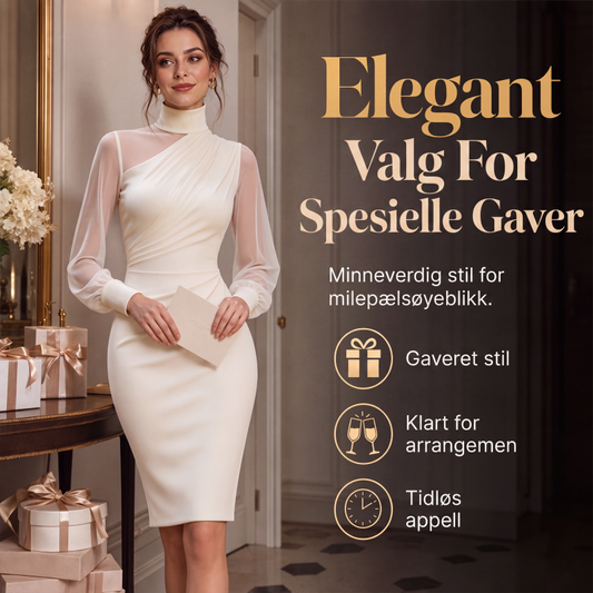 👗 Elegant midikjole med høy hals – figursydd silhuett for spesielle anledninger