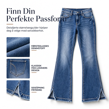 Damejeans med høy midje, retro utføring og utslåtte ben