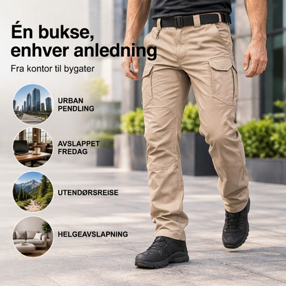 Slitesterke cargobukser med mange lommer for menn