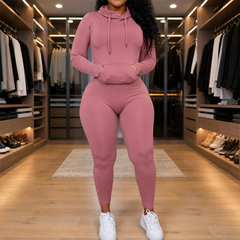 Set med casual hettegenser og leggings for kvinner
