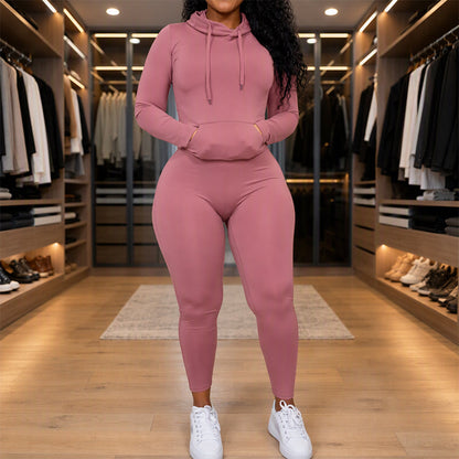 Set med casual hettegenser og leggings for kvinner