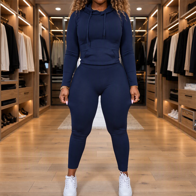 Set med casual hettegenser og leggings for kvinner