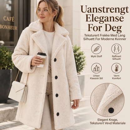 🧸 50% RABATT – Varm teddyjakke med slagkrage for dame | Myk knappelukket vinterkåpe