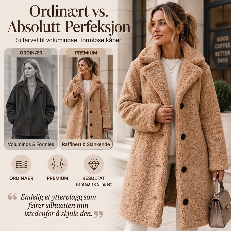 🧸 50% RABATT – Varm teddyjakke med slagkrage for dame | Myk knappelukket vinterkåpe