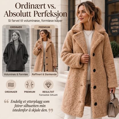 🧸 50% RABATT – Varm teddyjakke med slagkrage for dame | Myk knappelukket vinterkåpe