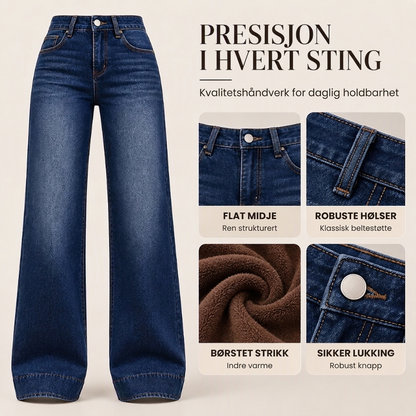 Termiske viddejeans med høy midje for dame