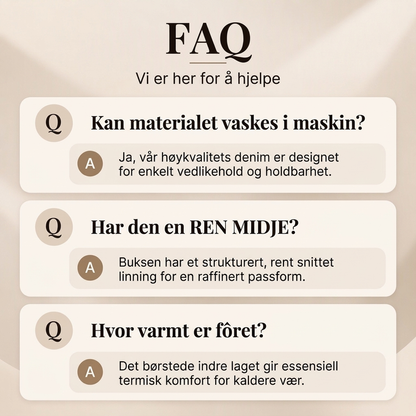 Termiske viddejeans med høy midje for dame
