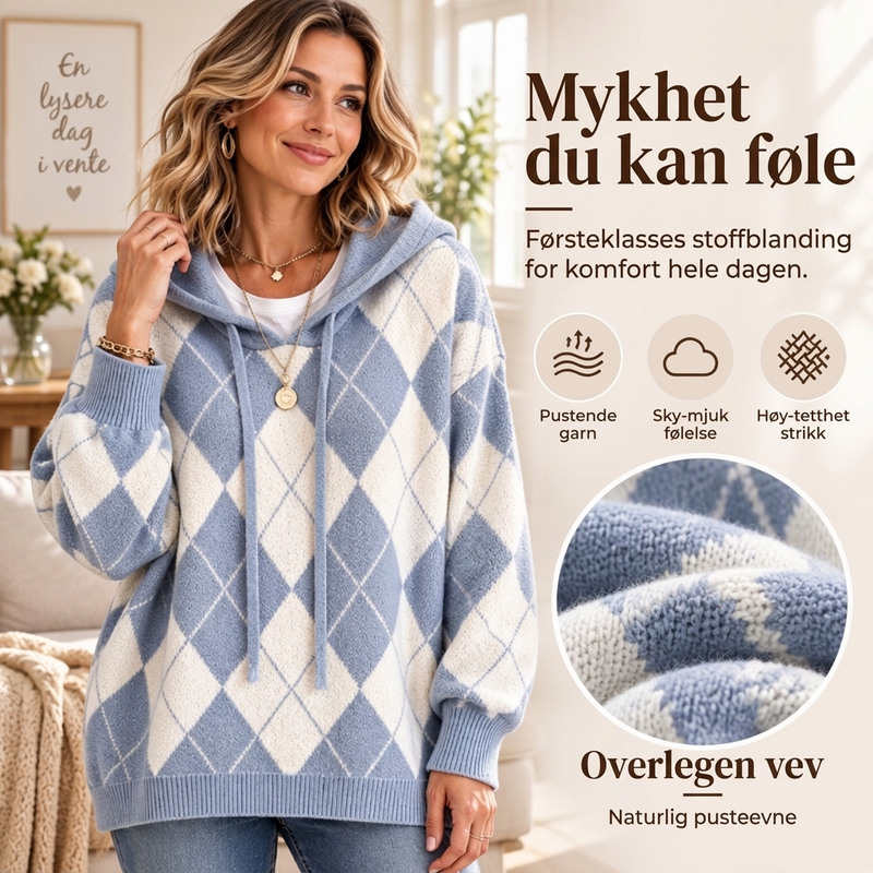 Avslappende kvinnelig ertermønstrede hettegenser