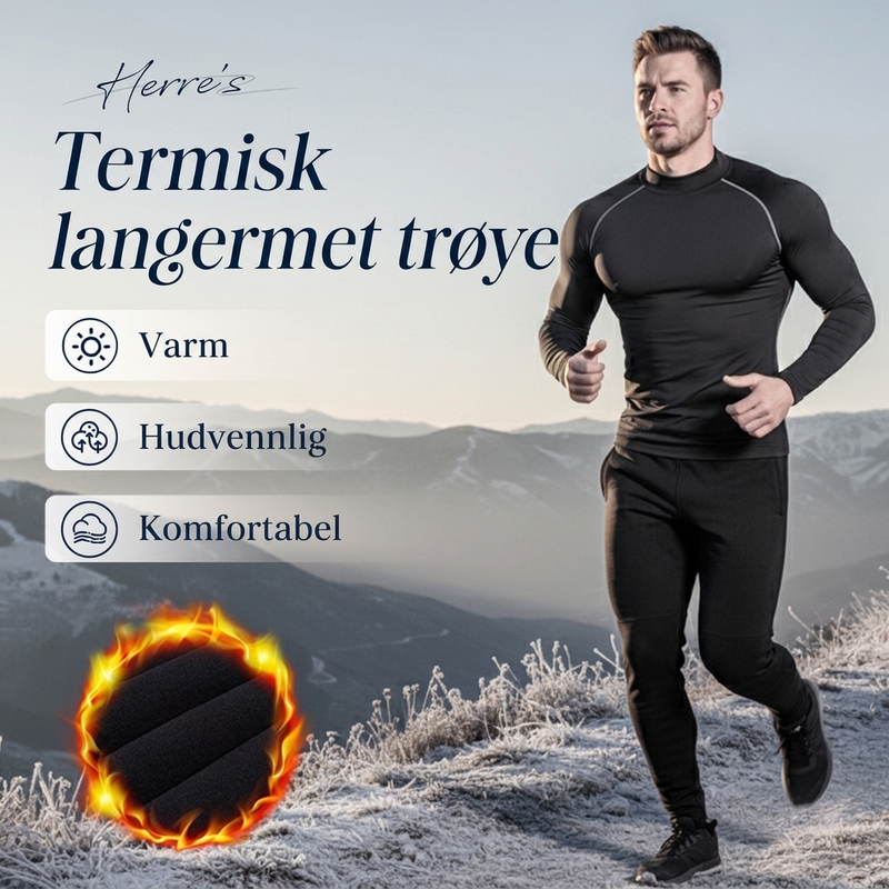 Termisk kompresjonsgenser for menn, langermet