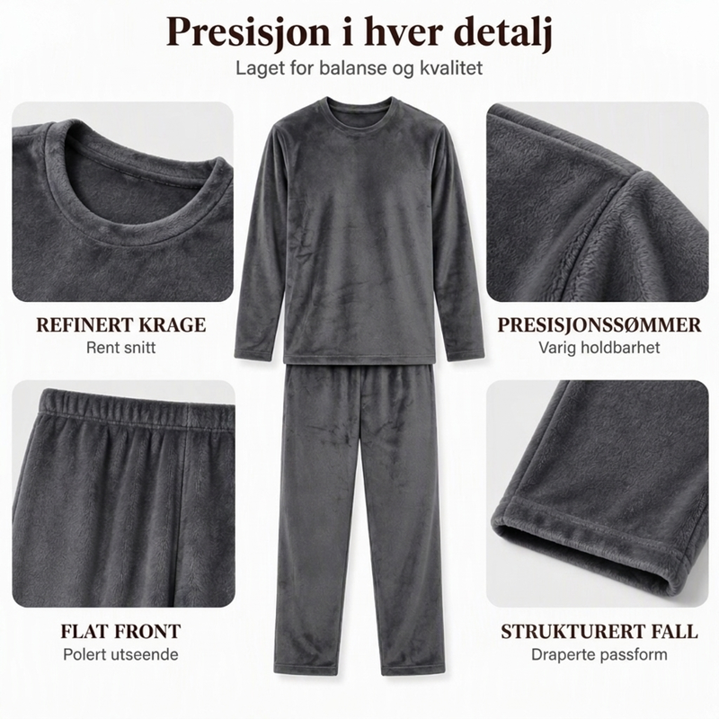 Koselig pyjamasett i termisk fløyel for menn