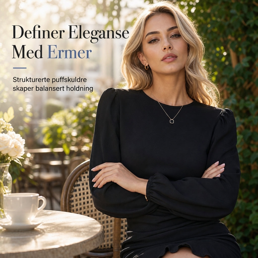 Kvinner ensfarget Puff ermet Bodycon Dress
