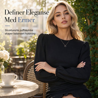 Kvinner ensfarget Puff ermet Bodycon Dress