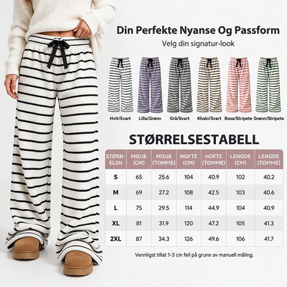 Bredbuks i stripet, dobbeltsidig plush for kvinner