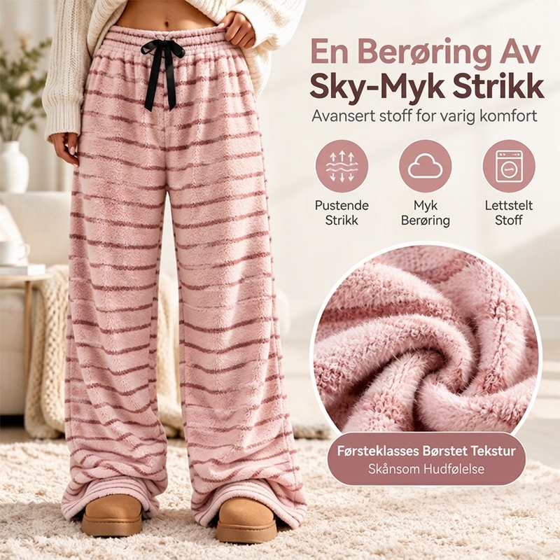 Bredbuks i stripet, dobbeltsidig plush for kvinner