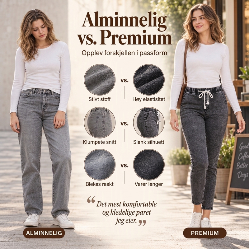 Slim-fit cropped jeans med elastisk linning for kvinner