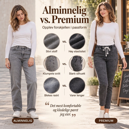 Slim-fit cropped jeans med elastisk linning for kvinner