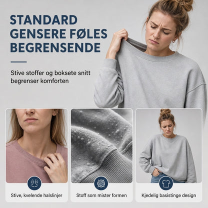 Vårs tilfeldige av-hals mineralvask oversized slouchy sweatshirt