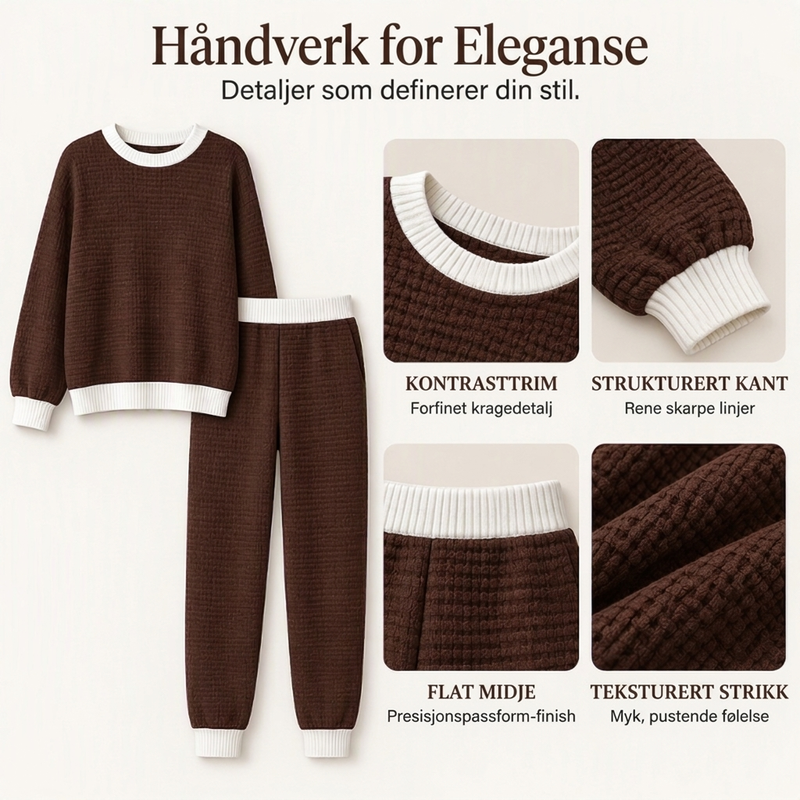 Damen Freizeit Waffelstrick 2-Teile Set