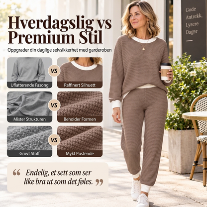 Damen Freizeit Waffelstrick 2-Teile Set