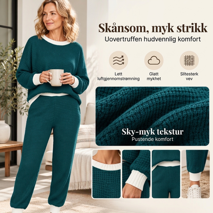 Damen Freizeit Waffelstrick 2-Teile Set