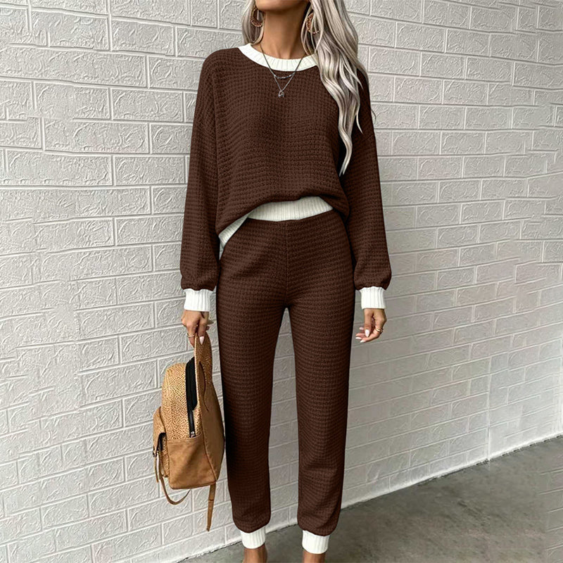 Damen Freizeit Waffelstrick 2-Teile Set
