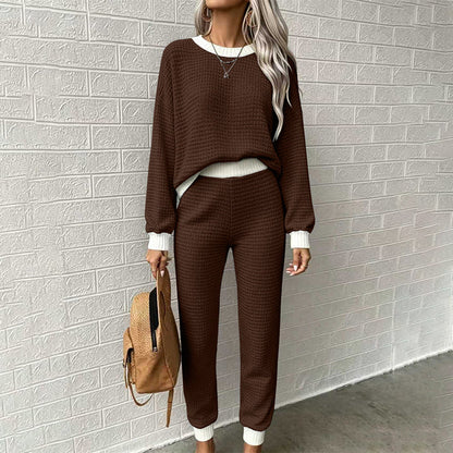 Damen Freizeit Waffelstrick 2-Teile Set