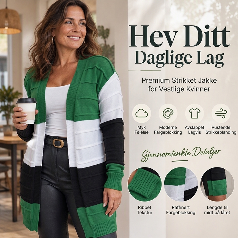 Fargerik, åpen strikket genser for kvinner