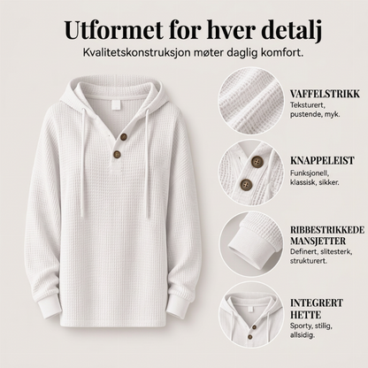 Hettegenser med vaffelstrikk, Henley-krage for kvinner