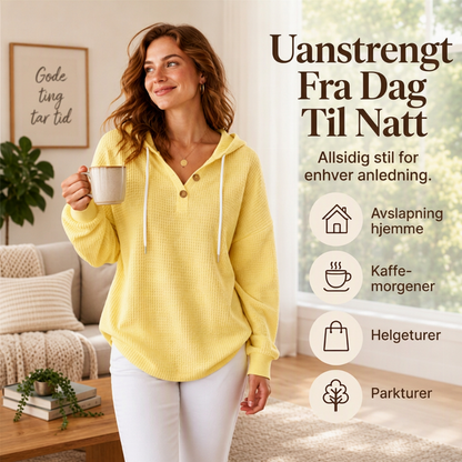 Hettegenser med vaffelstrikk, Henley-krage for kvinner