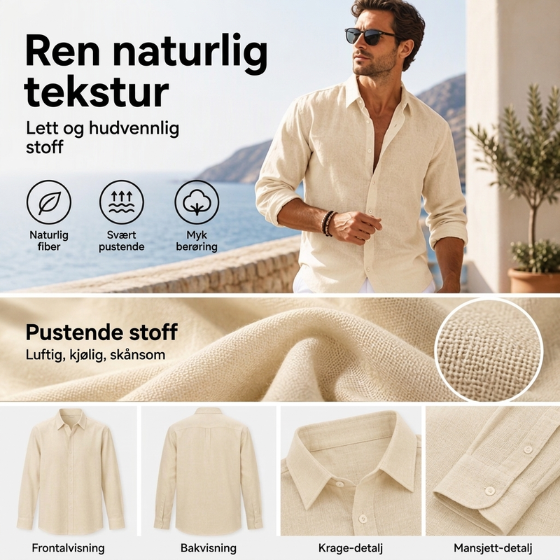 Herre Casual Lett Vennlig Åndbar Lin Skjorte