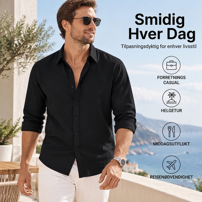 Herre Casual Lett Vennlig Åndbar Lin Skjorte