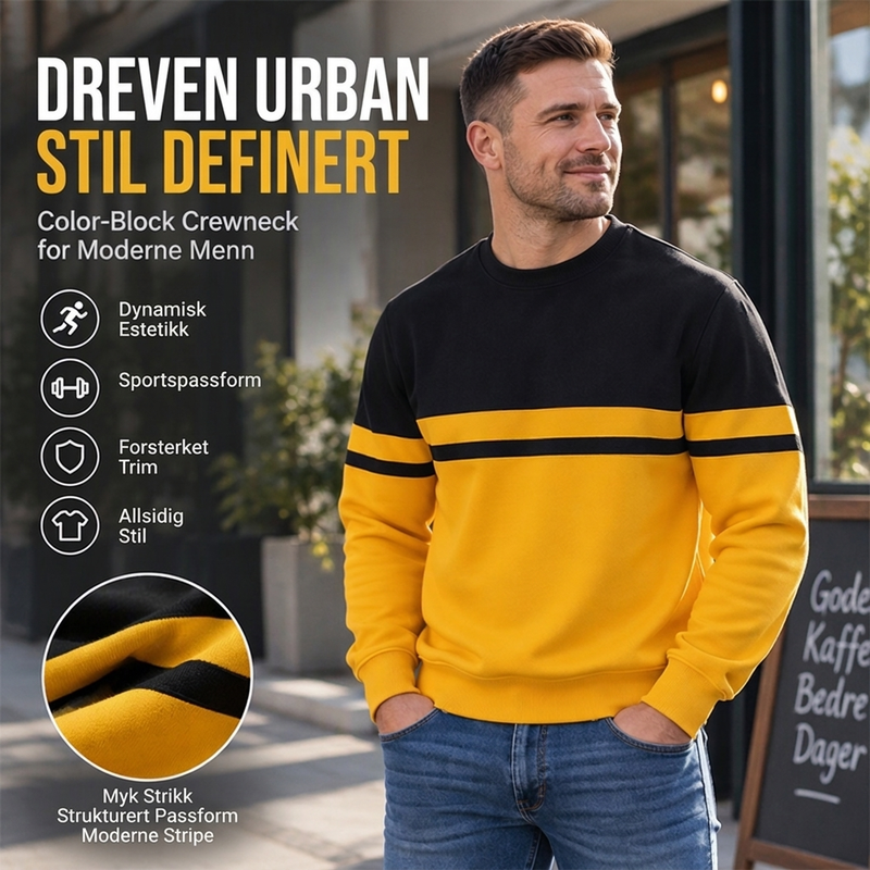 Herre, casual crewneck genser med fargeblokkering