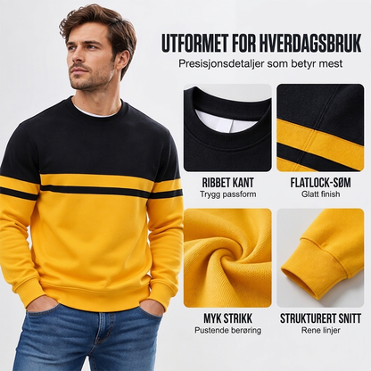 Herre, casual crewneck genser med fargeblokkering