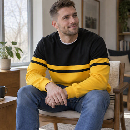 Herre, casual crewneck genser med fargeblokkering