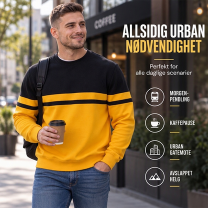 Herre, casual crewneck genser med fargeblokkering