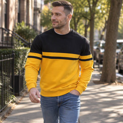 Herre, casual crewneck genser med fargeblokkering