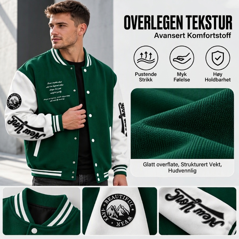 Herre uformell fargeblokk baseballjakke