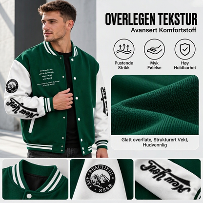 Herre uformell fargeblokk baseballjakke